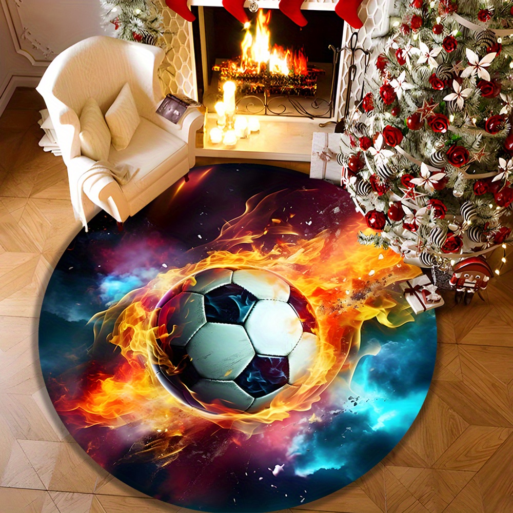 Outdoor Sport Live - Alfombra redonda deportiva Fiery Soccer Ball
